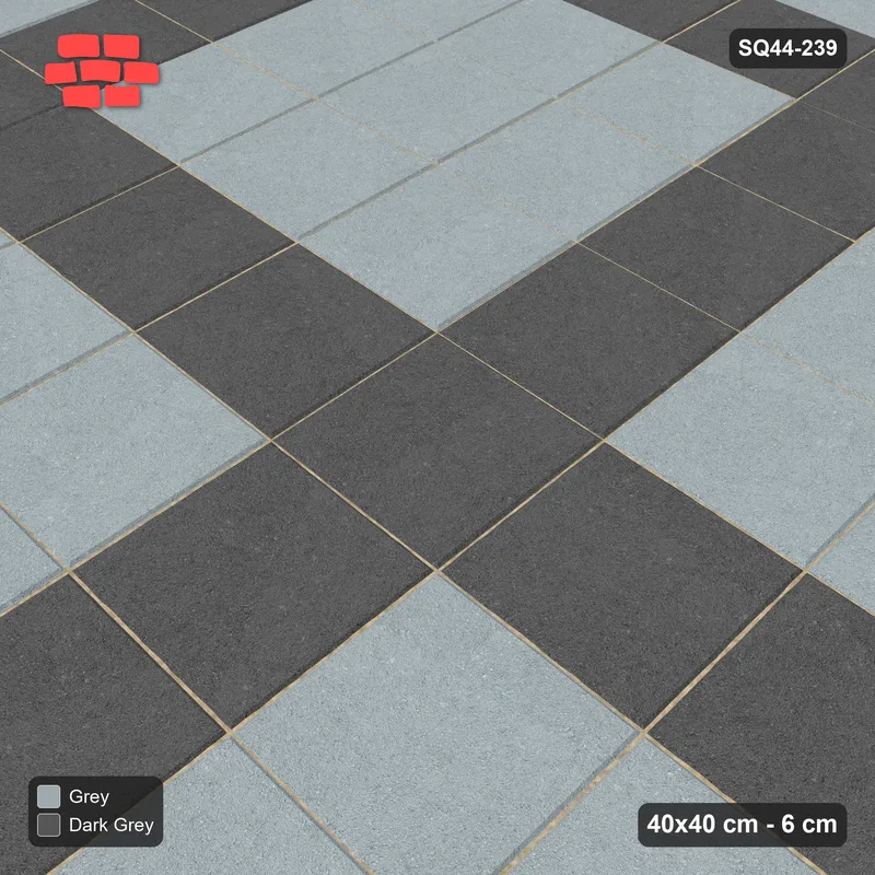 Interlock (Pasco) 40x40 cm · SQ44-239 · Plaza Grid in Kerb Frame · Side view Interlock (Pasco) 40x40 cm · SQ44-239 · Plaza Grid in Kerb Frame · Side view
