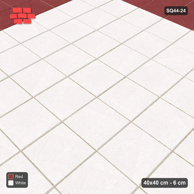 Interlock (Pasco) 40x40 cm · SQ44-24 · Stack Bond with Double Course Border · Side view Interlock (Pasco) 40x40 cm · SQ44-24 · Stack Bond with Double Course Border · Side view