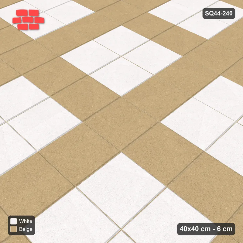 Interlock (Pasco) 40x40 cm · SQ44-240 · Plaza Grid in Kerb Frame · Side view Interlock (Pasco) 40x40 cm · SQ44-240 · Plaza Grid in Kerb Frame · Side view