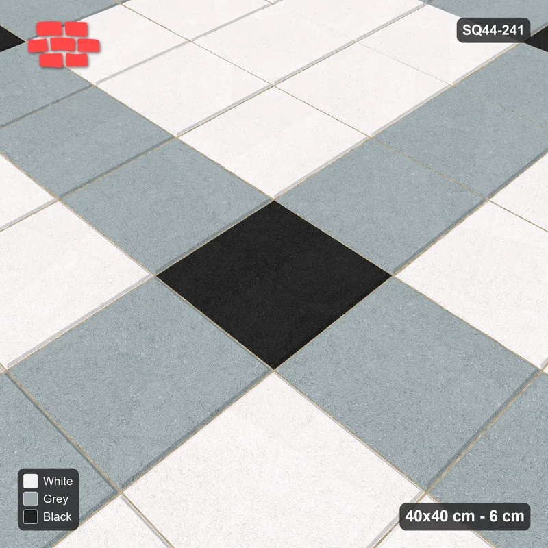 Interlock (Pasco) 40x40 cm · SQ44-241 · Corner-Accent Grid in Kerb Frame · Side view Interlock (Pasco) 40x40 cm · SQ44-241 · Corner-Accent Grid in Kerb Frame · Side view