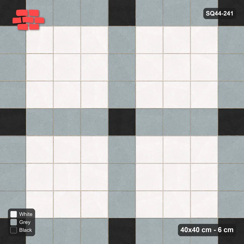 Interlock (Pasco) 40x40 cm · SQ44-241 · Corner-Accent Grid in Kerb Frame · Top view Interlock (Pasco) 40x40 cm · SQ44-241 · Corner-Accent Grid in Kerb Frame · Top view