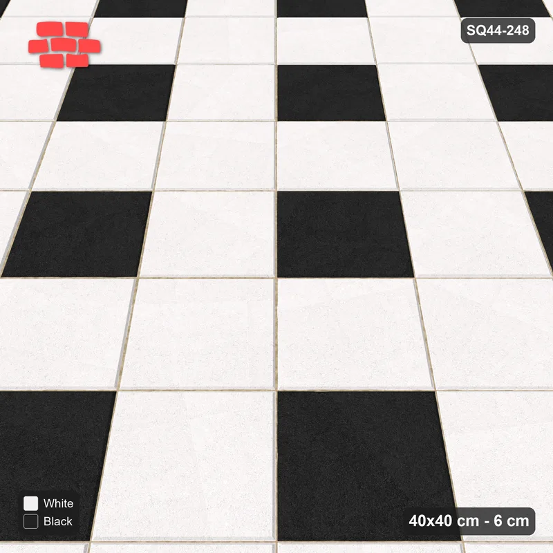 Interlock (Pasco) 40x40 cm · SQ44-248 · Harlequin Diamonds in Kerb Frame · Side view Interlock (Pasco) 40x40 cm · SQ44-248 · Harlequin Diamonds in Kerb Frame · Side view