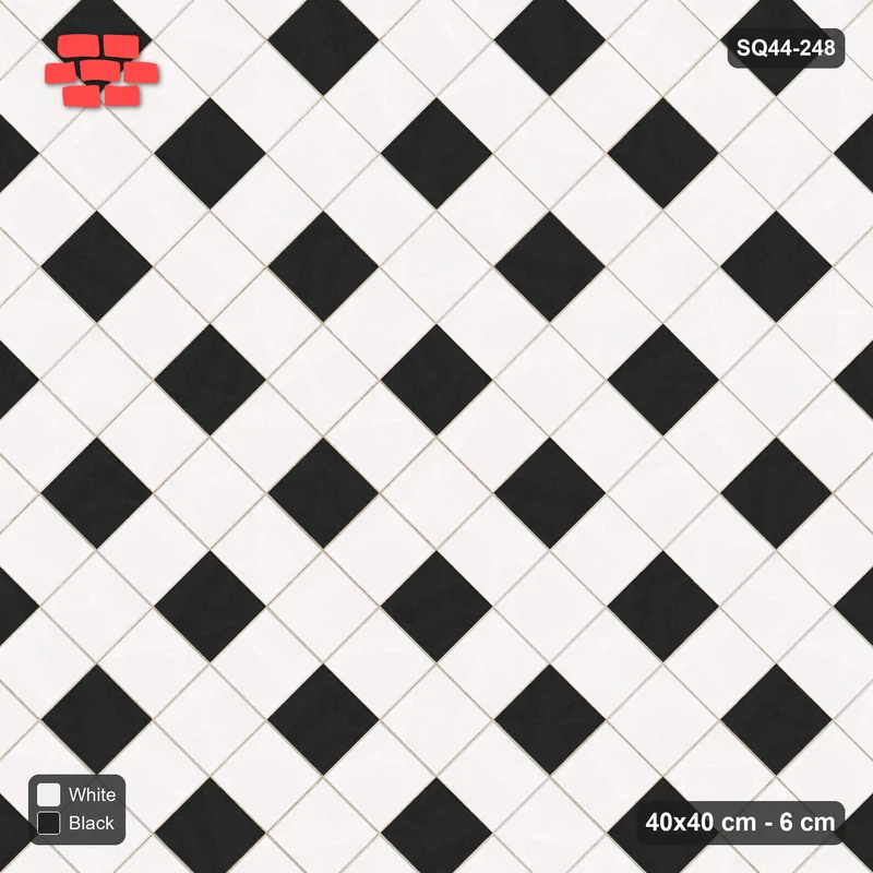 Interlock (Pasco) 40x40 cm · SQ44-248 · Harlequin Diamonds in Kerb Frame · Top view Interlock (Pasco) 40x40 cm · SQ44-248 · Harlequin Diamonds in Kerb Frame · Top view