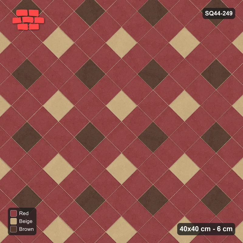 Interlock (Pasco) 40x40 cm · SQ44-249 · Harlequin Diamonds in Kerb Frame · Top view Interlock (Pasco) 40x40 cm · SQ44-249 · Harlequin Diamonds in Kerb Frame · Top view