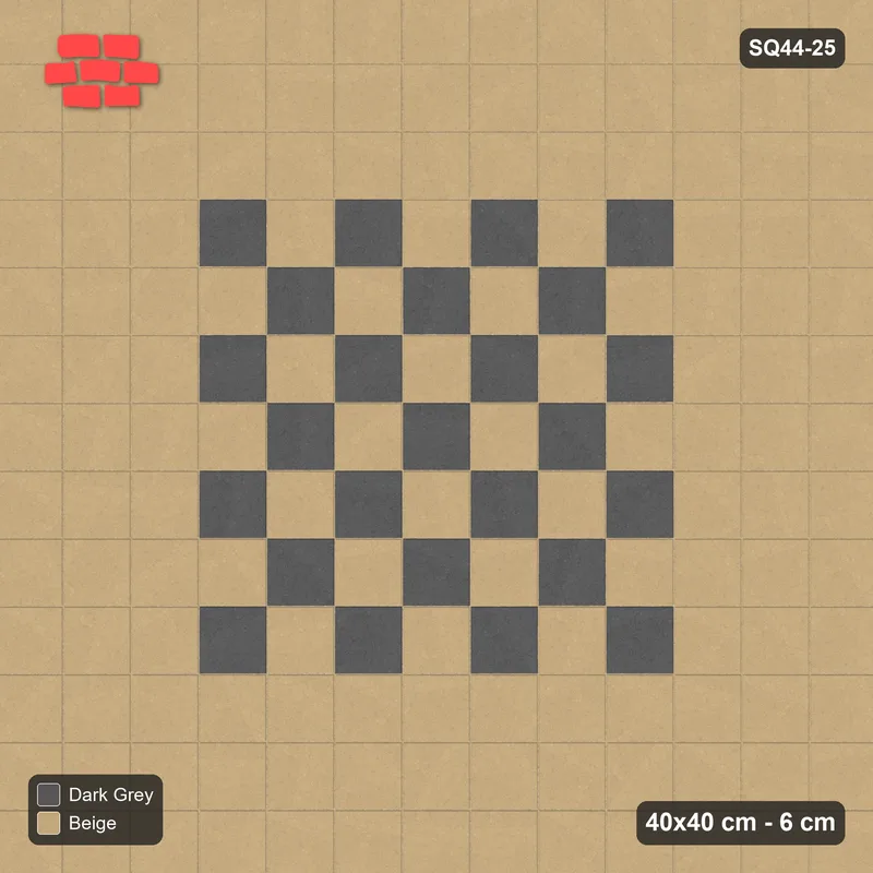 Interlock (Pasco) 40x40 cm · SQ44-25 · Checker Field with Triple Border · Top view Interlock (Pasco) 40x40 cm · SQ44-25 · Checker Field with Triple Border · Top view