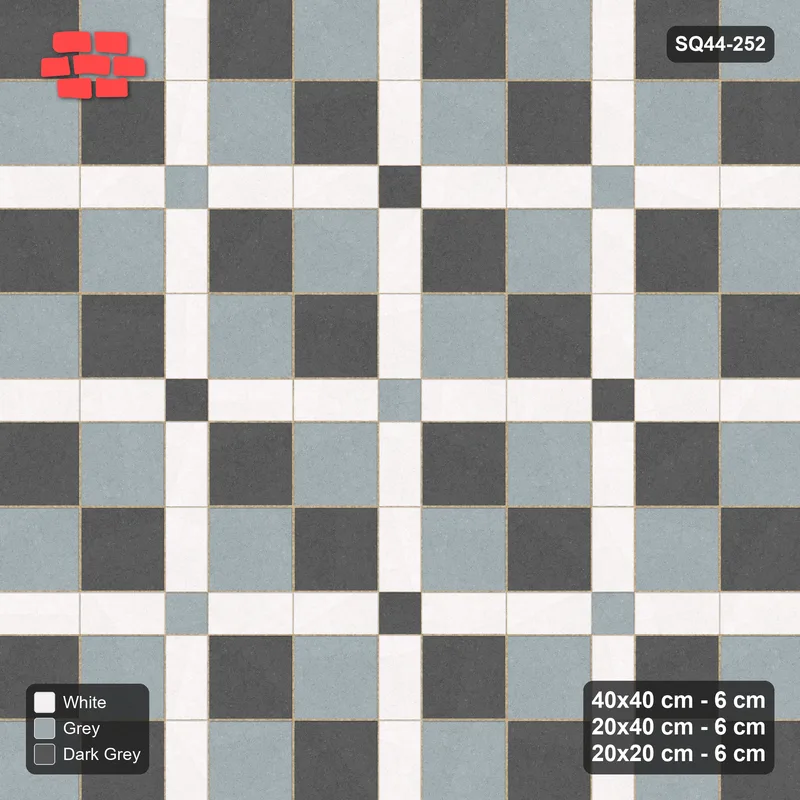 Interlock (Pasco) 40x40 cm · SQ44-252 · Slab Panels, Plank Lines, 20x20, Chequer Slabs - Monochrome · Top view Interlock (Pasco) 40x40 cm · SQ44-252 · Slab Panels, Plank Lines, 20x20, Chequer Slabs - Monochrome · Top view