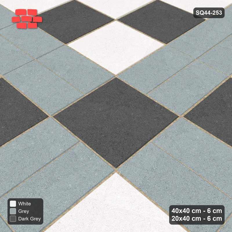 Interlock (Pasco) 40x40 cm · SQ44-253 · Slab Panels, Double Plank Lines, 120 cm Panels - Monochrome · Side view Interlock (Pasco) 40x40 cm · SQ44-253 · Slab Panels, Double Plank Lines, 120 cm Panels - Monochrome · Side view