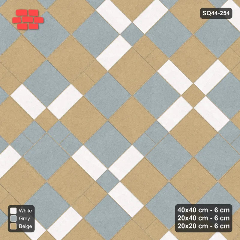 Interlock (Pasco) 40x40 cm · SQ44-254 · 45 Degree Slab Panels, Plank Lines, Beaded, Kerb - Coastal · Top view Interlock (Pasco) 40x40 cm · SQ44-254 · 45 Degree Slab Panels, Plank Lines, Beaded, Kerb - Coastal · Top view