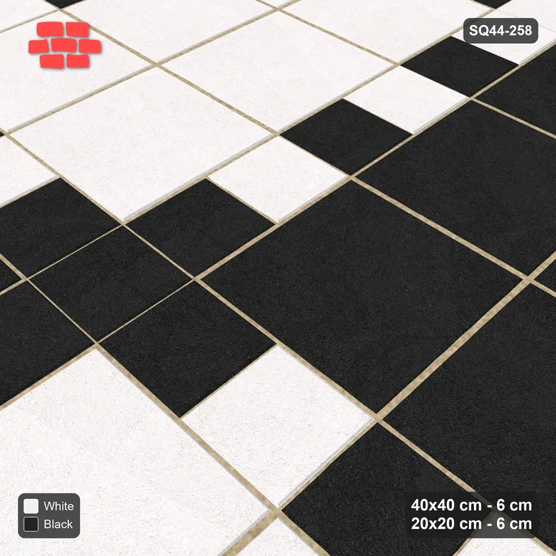 Interlock (Pasco) 40x40 cm · SQ44-258 · Checker Panels, 20x20 Lines, 80 cm Panels, 260 cm - Contrast · Side view Interlock (Pasco) 40x40 cm · SQ44-258 · Checker Panels, 20x20 Lines, 80 cm Panels, 260 cm - Contrast · Side view