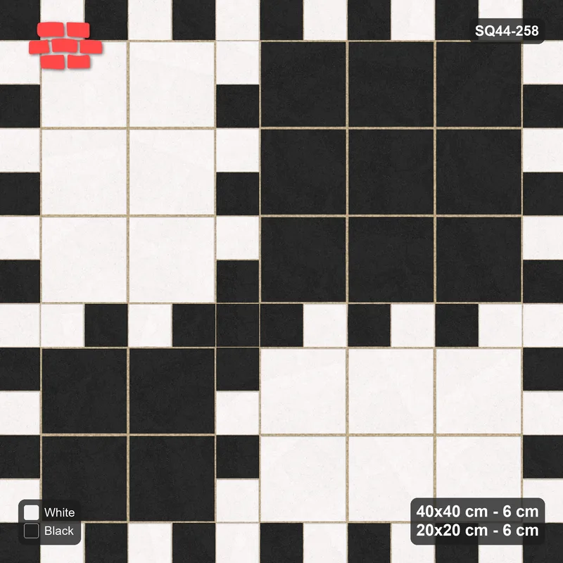 Interlock (Pasco) 40x40 cm · SQ44-258 · Checker Panels, 20x20 Lines, 80 cm Panels, 260 cm - Contrast · Top view Interlock (Pasco) 40x40 cm · SQ44-258 · Checker Panels, 20x20 Lines, 80 cm Panels, 260 cm - Contrast · Top view