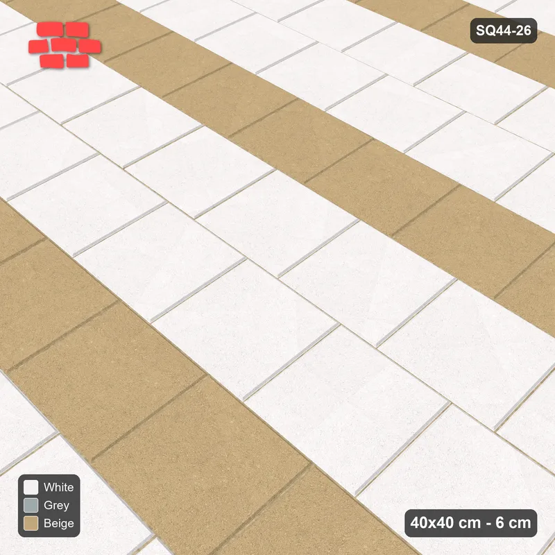 Interlock (Pasco) 40x40 cm · SQ44-26 · Third Offset Running with Course Stripes · Side view Interlock (Pasco) 40x40 cm · SQ44-26 · Third Offset Running with Course Stripes · Side view