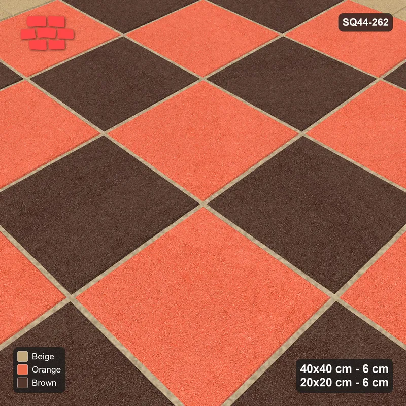 Interlock (Pasco) 40x40 cm · SQ44-262 · Checker Field, 20x20 Border, Two-Tone Junctions - Autumn · Side view Interlock (Pasco) 40x40 cm · SQ44-262 · Checker Field, 20x20 Border, Two-Tone Junctions - Autumn · Side view