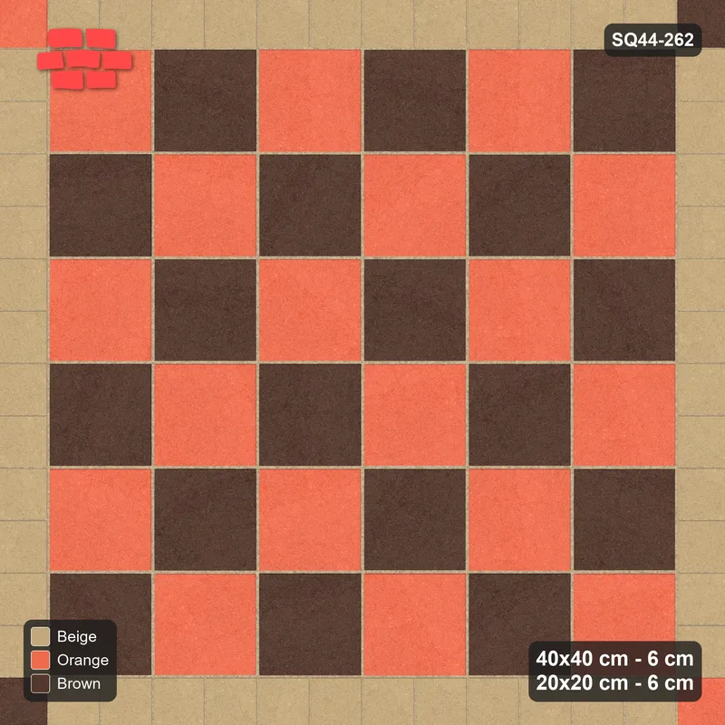 Interlock (Pasco) 40x40 cm · SQ44-262 · Checker Field, 20x20 Border, Two-Tone Junctions - Autumn · Top view Interlock (Pasco) 40x40 cm · SQ44-262 · Checker Field, 20x20 Border, Two-Tone Junctions - Autumn · Top view