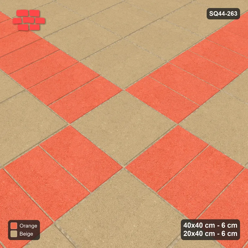 Interlock (Pasco) 40x40 cm · SQ44-263 · Slab Panels, Soldier Plank Lines, Kerb, 385 cm - Clay Court · Side view Interlock (Pasco) 40x40 cm · SQ44-263 · Slab Panels, Soldier Plank Lines, Kerb, 385 cm - Clay Court · Side view
