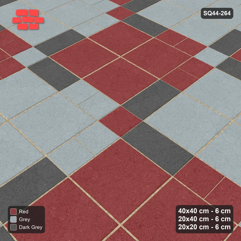 Interlock (Pasco) 40x40 cm · SQ44-264 · Slab Panels, Plank Lines, 20x20, Block Panels - Urban Brick · Side view Interlock (Pasco) 40x40 cm · SQ44-264 · Slab Panels, Plank Lines, 20x20, Block Panels - Urban Brick · Side view