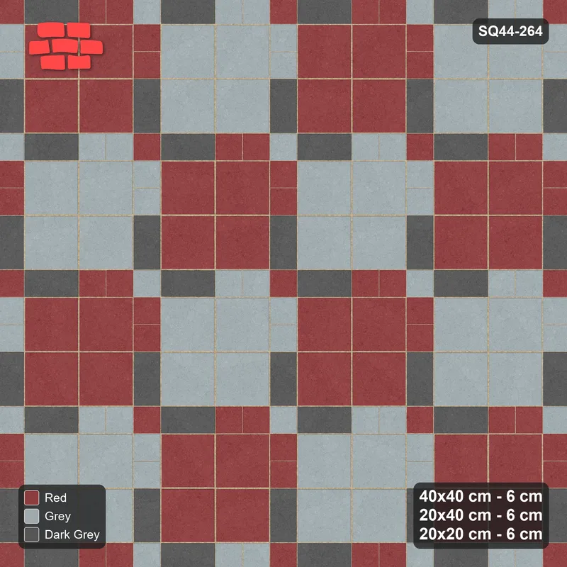 Interlock (Pasco) 40x40 cm · SQ44-264 · Slab Panels, Plank Lines, 20x20, Block Panels - Urban Brick · Top view Interlock (Pasco) 40x40 cm · SQ44-264 · Slab Panels, Plank Lines, 20x20, Block Panels - Urban Brick · Top view