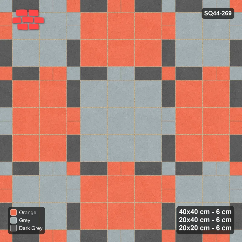 Interlock (Pasco) 40x40 cm · SQ44-269 · Slab Panels, Plank Lines, 20x20, Block Panels - Sunset Slate · Top view Interlock (Pasco) 40x40 cm · SQ44-269 · Slab Panels, Plank Lines, 20x20, Block Panels - Sunset Slate · Top view