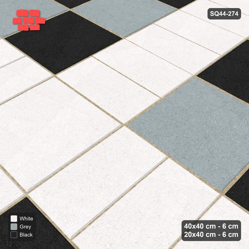 Interlock (Pasco) 40x40 cm · SQ44-274 · Slab Panels, Soldier Plank Lines, Chequer Slabs - Tuxedo · Side view Interlock (Pasco) 40x40 cm · SQ44-274 · Slab Panels, Soldier Plank Lines, Chequer Slabs - Tuxedo · Side view
