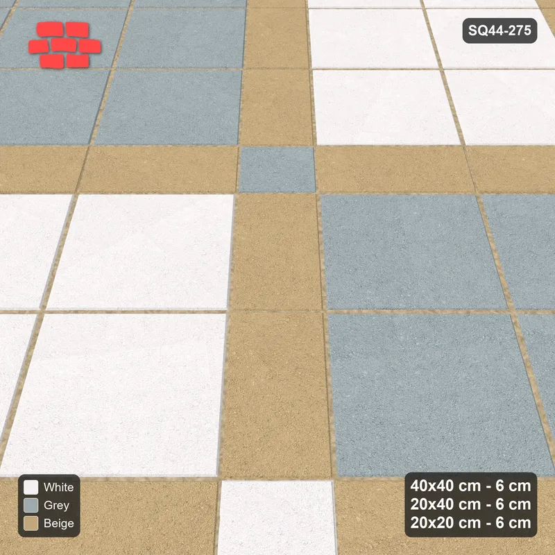 Interlock (Pasco) 40x40 cm · SQ44-275 · 45 Degree Slab Panels, Plank Lines, Kerb, 380 cm - Coastal · Side view Interlock (Pasco) 40x40 cm · SQ44-275 · 45 Degree Slab Panels, Plank Lines, Kerb, 380 cm - Coastal · Side view