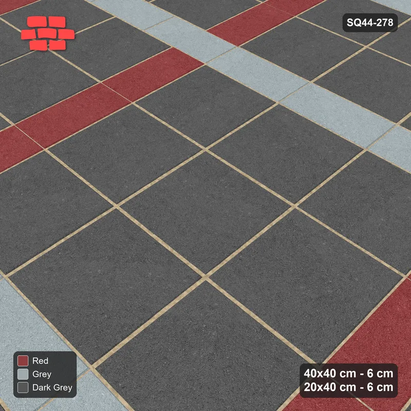 Interlock (Pasco) 40x40 cm · SQ44-278 · Slab Panels, Continuous Planks, Two-Tone Lines - Urban Brick · Side view Interlock (Pasco) 40x40 cm · SQ44-278 · Slab Panels, Continuous Planks, Two-Tone Lines - Urban Brick · Side view