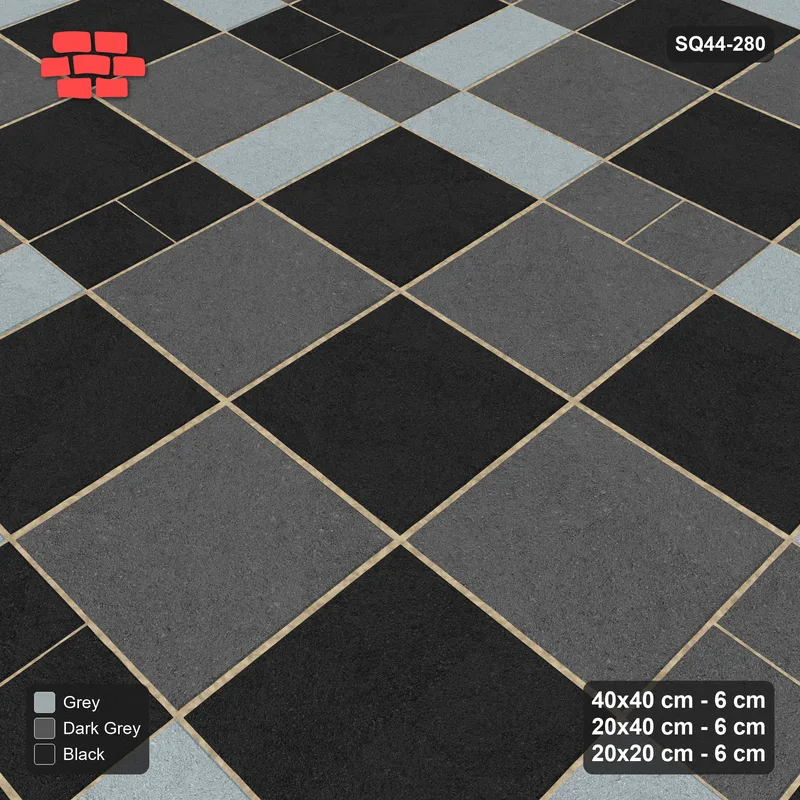 Interlock (Pasco) 40x40 cm · SQ44-280 · Slab Panels, Plank Lines, 20x20, Beaded - Graphite Scale · Side view Interlock (Pasco) 40x40 cm · SQ44-280 · Slab Panels, Plank Lines, 20x20, Beaded - Graphite Scale · Side view