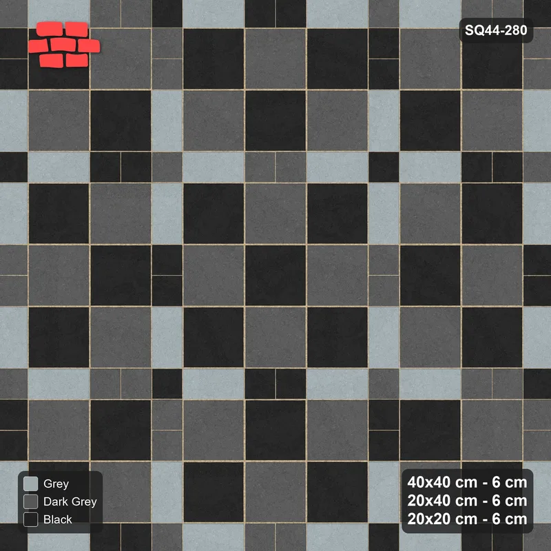 Interlock (Pasco) 40x40 cm · SQ44-280 · Slab Panels, Plank Lines, 20x20, Beaded - Graphite Scale · Top view Interlock (Pasco) 40x40 cm · SQ44-280 · Slab Panels, Plank Lines, 20x20, Beaded - Graphite Scale · Top view
