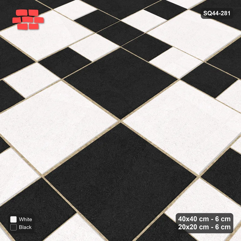 Interlock (Pasco) 40x40 cm · SQ44-281 · Checker Panels, 20x20 Lines, Dashed Lines, 280 cm - Contrast · Side view Interlock (Pasco) 40x40 cm · SQ44-281 · Checker Panels, 20x20 Lines, Dashed Lines, 280 cm - Contrast · Side view