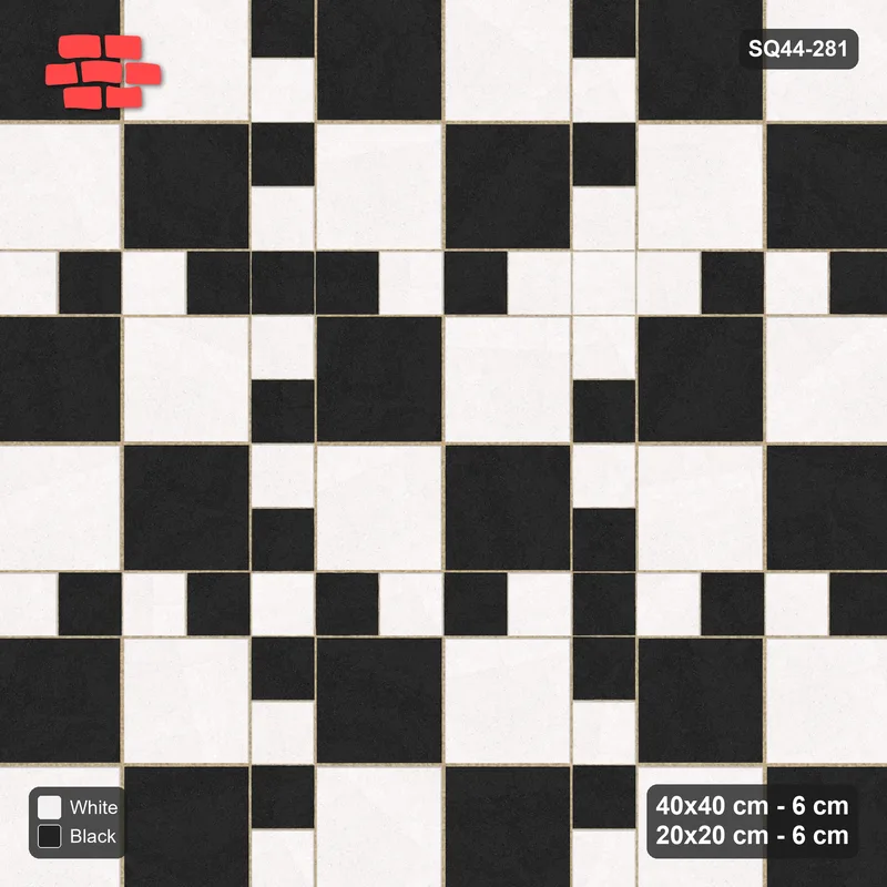 Interlock (Pasco) 40x40 cm · SQ44-281 · Checker Panels, 20x20 Lines, Dashed Lines, 280 cm - Contrast · Top view Interlock (Pasco) 40x40 cm · SQ44-281 · Checker Panels, 20x20 Lines, Dashed Lines, 280 cm - Contrast · Top view