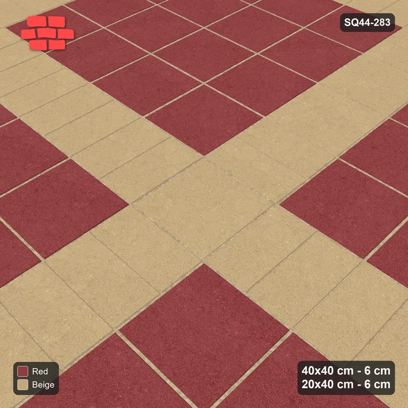 Interlock (Pasco) 40x40 cm · SQ44-283 · Slab Panels, Soldier Plank Lines, 160 cm Panels - Terracotta · Side view Interlock (Pasco) 40x40 cm · SQ44-283 · Slab Panels, Soldier Plank Lines, 160 cm Panels - Terracotta · Side view