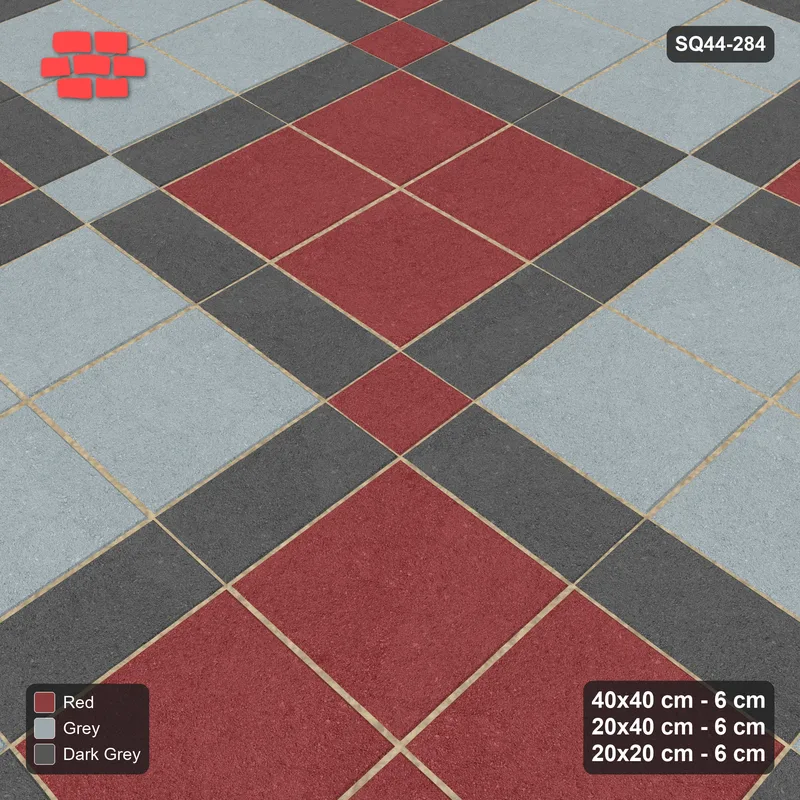 Interlock (Pasco) 40x40 cm · SQ44-284 · Slab Panels, Plank Lines, 20x20, 80 cm Panels - Urban Brick · Side view Interlock (Pasco) 40x40 cm · SQ44-284 · Slab Panels, Plank Lines, 20x20, 80 cm Panels - Urban Brick · Side view