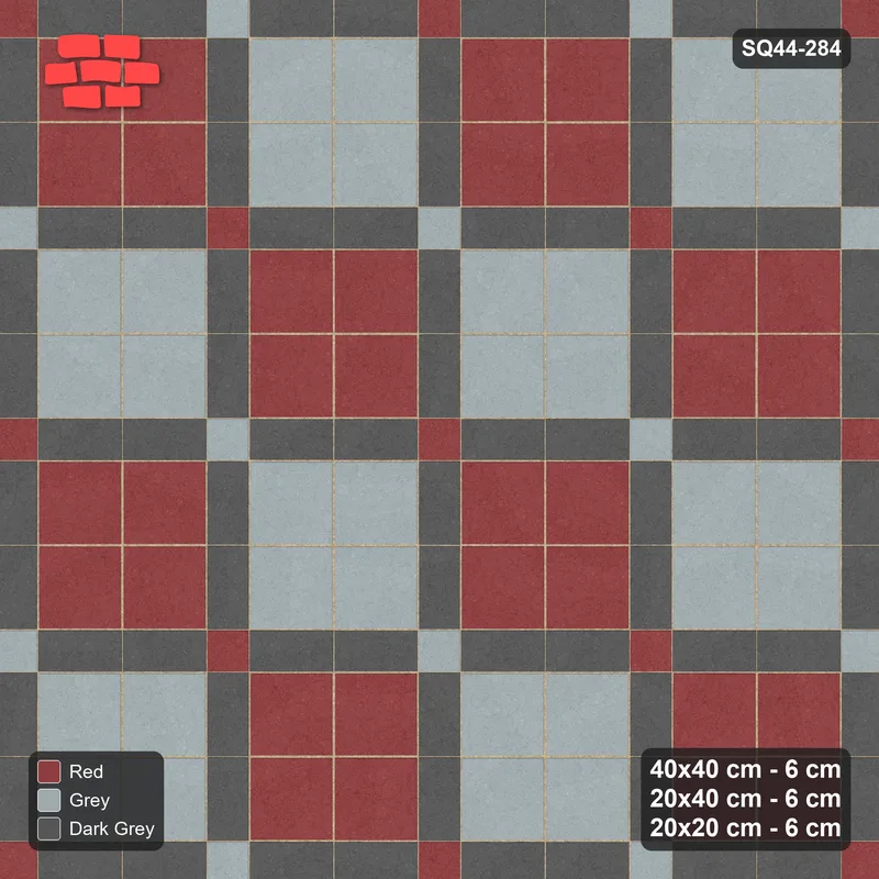 Interlock (Pasco) 40x40 cm · SQ44-284 · Slab Panels, Plank Lines, 20x20, 80 cm Panels - Urban Brick · Top view Interlock (Pasco) 40x40 cm · SQ44-284 · Slab Panels, Plank Lines, 20x20, 80 cm Panels - Urban Brick · Top view