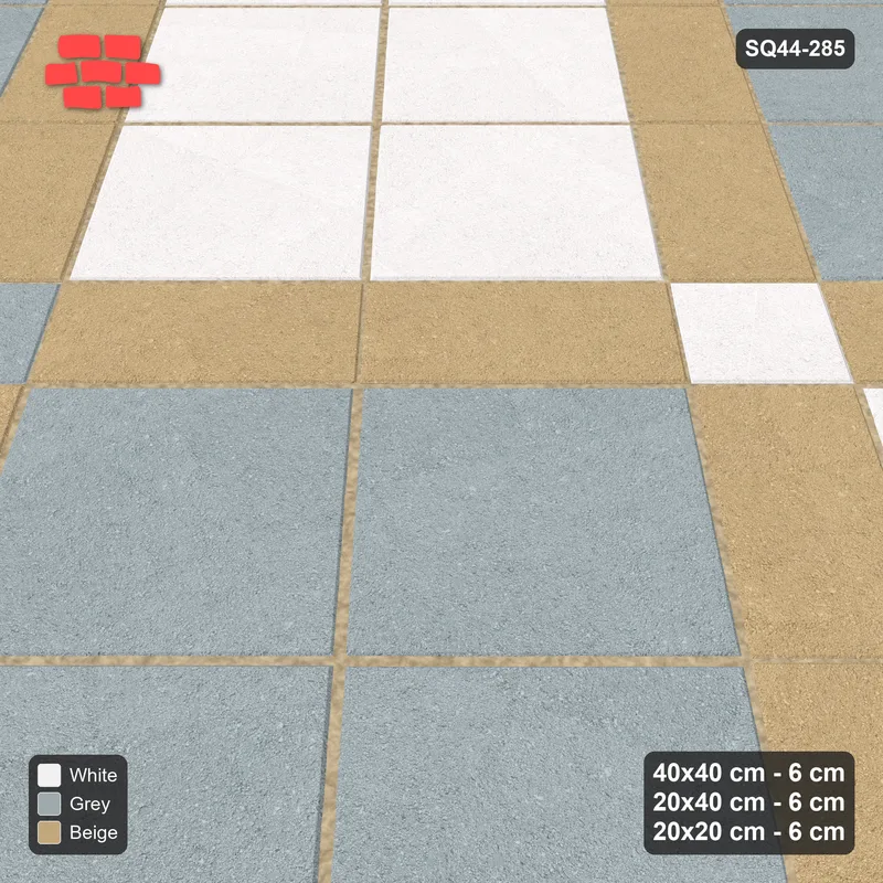 Interlock (Pasco) 40x40 cm · SQ44-285 · 45 Degree Slab Panels, Plank Lines, Kerb, 320 cm - Coastal · Side view Interlock (Pasco) 40x40 cm · SQ44-285 · 45 Degree Slab Panels, Plank Lines, Kerb, 320 cm - Coastal · Side view
