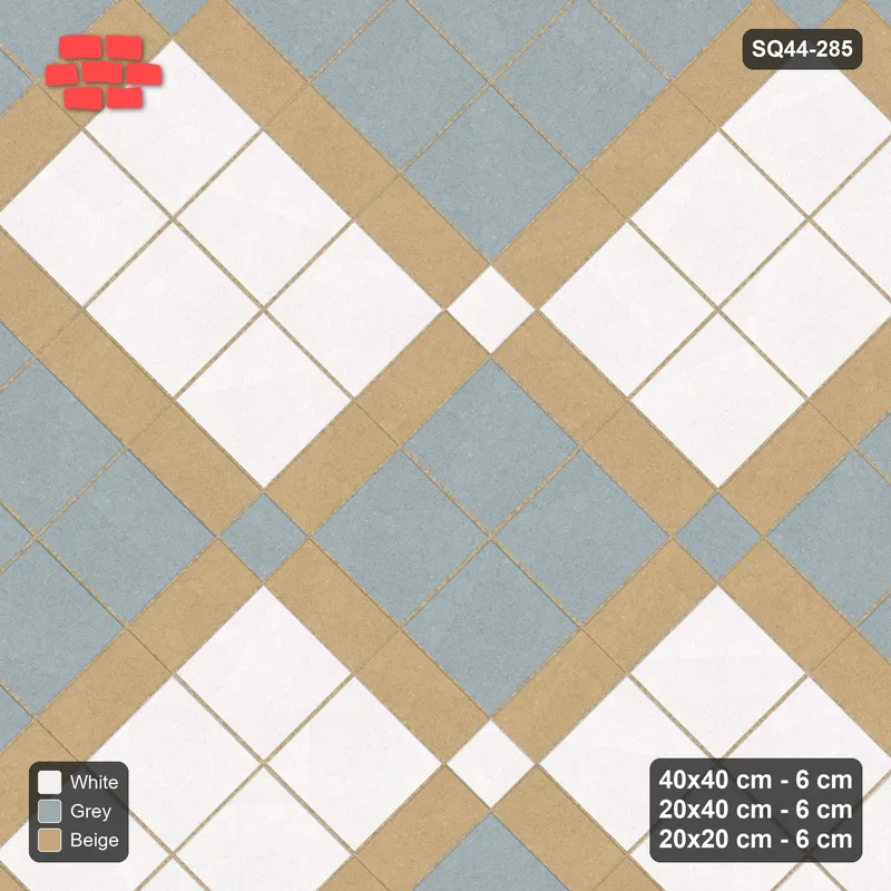 Interlock (Pasco) 40x40 cm · SQ44-285 · 45 Degree Slab Panels, Plank Lines, Kerb, 320 cm - Coastal · Top view Interlock (Pasco) 40x40 cm · SQ44-285 · 45 Degree Slab Panels, Plank Lines, Kerb, 320 cm - Coastal · Top view