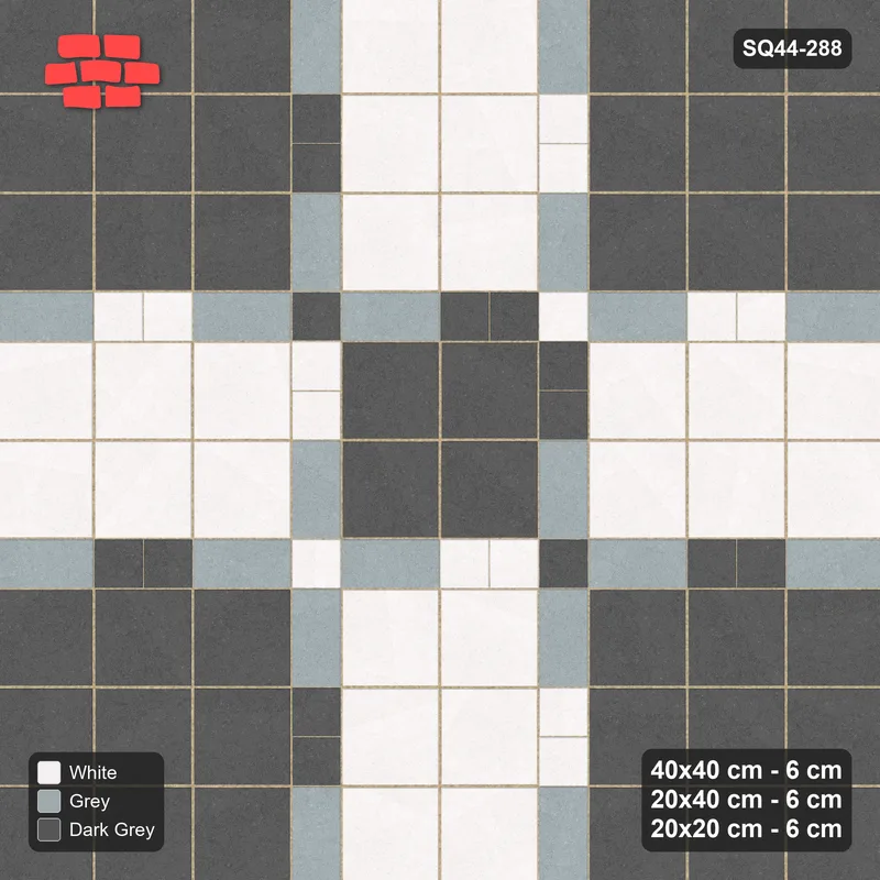 Interlock (Pasco) 40x40 cm · SQ44-288 · Slab Panels, Plank Lines, 20x20, Beaded, 400 cm - Monochrome · Top view Interlock (Pasco) 40x40 cm · SQ44-288 · Slab Panels, Plank Lines, 20x20, Beaded, 400 cm - Monochrome · Top view