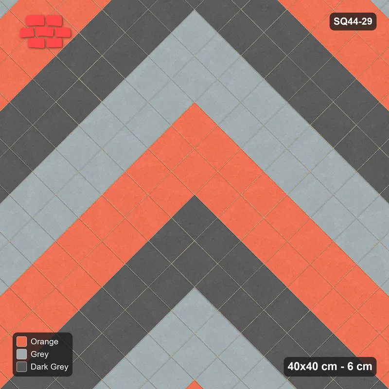 Interlock (Pasco) 40x40 cm · SQ44-29 · Diagonal Stack with Concentric Rings · Top view Interlock (Pasco) 40x40 cm · SQ44-29 · Diagonal Stack with Concentric Rings · Top view