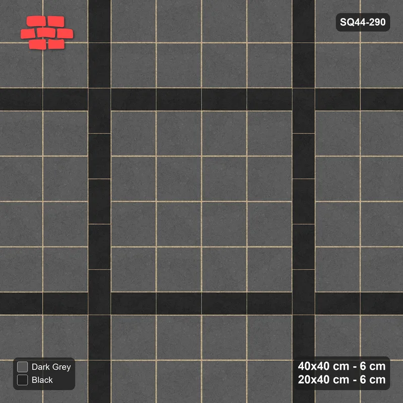 Interlock (Pasco) 40x40 cm · SQ44-290 · Slab Panels, Continuous Planks, Kerb, 400 cm - Night Sky · Top view Interlock (Pasco) 40x40 cm · SQ44-290 · Slab Panels, Continuous Planks, Kerb, 400 cm - Night Sky · Top view