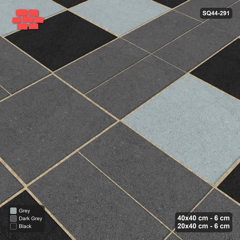 Interlock (Pasco) 40x40 cm · SQ44-291 · Slab Panels, Double Plank Lines, 240 cm - Graphite Scale · Side view Interlock (Pasco) 40x40 cm · SQ44-291 · Slab Panels, Double Plank Lines, 240 cm - Graphite Scale · Side view