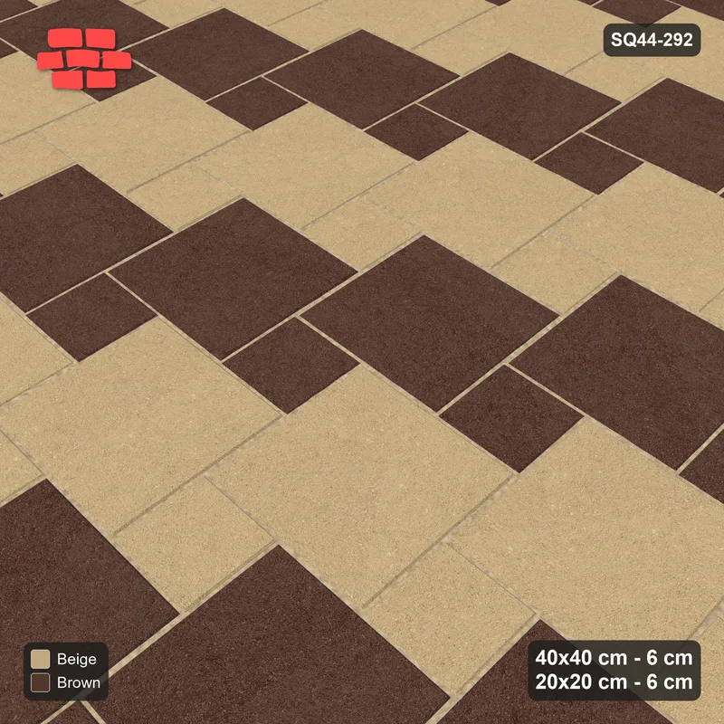 Interlock (Pasco) 40x40 cm · SQ44-292 · Offset Lattice, Row Tones, 400 cm - Sandstone · Side view Interlock (Pasco) 40x40 cm · SQ44-292 · Offset Lattice, Row Tones, 400 cm - Sandstone · Side view