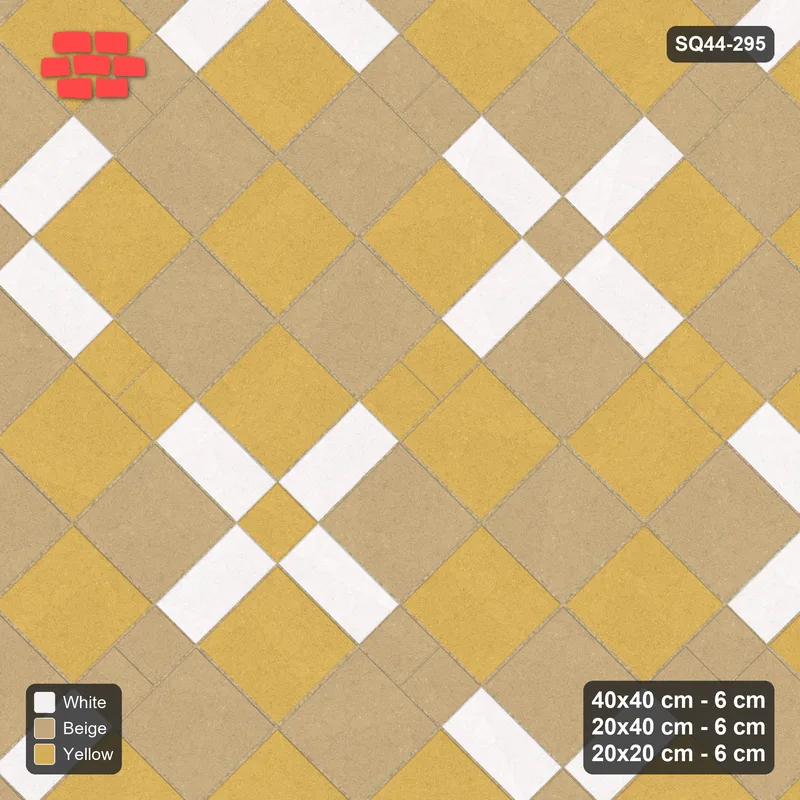 Interlock (Pasco) 40x40 cm · SQ44-295 · 45 Degree Slab Panels, Plank Lines, Beaded - Golden Sand · Top view Interlock (Pasco) 40x40 cm · SQ44-295 · 45 Degree Slab Panels, Plank Lines, Beaded - Golden Sand · Top view