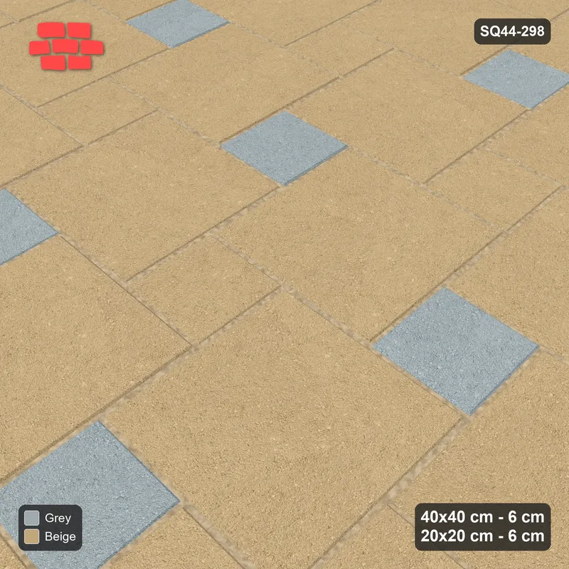 Interlock (Pasco) 40x40 cm · SQ44-298 · Offset Lattice, Dotted Tones, Kerb, 310 cm - Warm Grey · Side view Interlock (Pasco) 40x40 cm · SQ44-298 · Offset Lattice, Dotted Tones, Kerb, 310 cm - Warm Grey · Side view