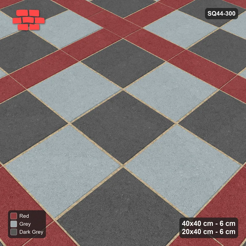 Interlock (Pasco) 40x40 cm · SQ44-300 · Slab Panels, Continuous Planks, Chequer Slabs - Urban Brick · Side view Interlock (Pasco) 40x40 cm · SQ44-300 · Slab Panels, Continuous Planks, Chequer Slabs - Urban Brick · Side view
