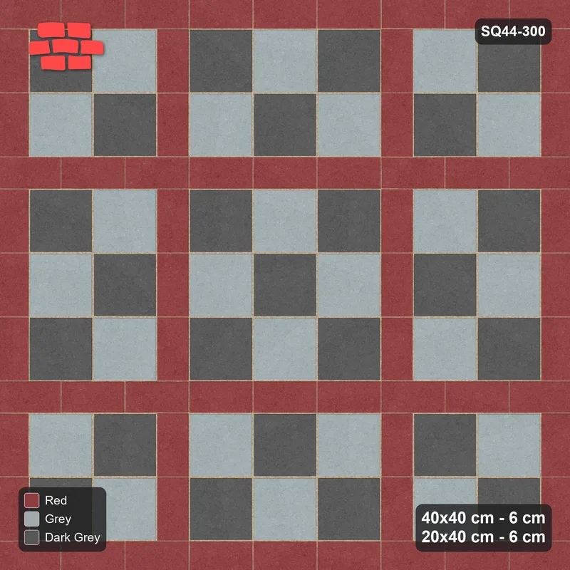 Interlock (Pasco) 40x40 cm · SQ44-300 · Slab Panels, Continuous Planks, Chequer Slabs - Urban Brick · Top view Interlock (Pasco) 40x40 cm · SQ44-300 · Slab Panels, Continuous Planks, Chequer Slabs - Urban Brick · Top view