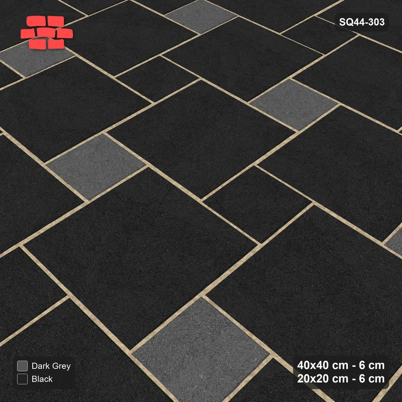 Interlock (Pasco) 40x40 cm · SQ44-303 · Offset Lattice, Dotted Tones, 280 cm - Night Sky · Side view Interlock (Pasco) 40x40 cm · SQ44-303 · Offset Lattice, Dotted Tones, 280 cm - Night Sky · Side view