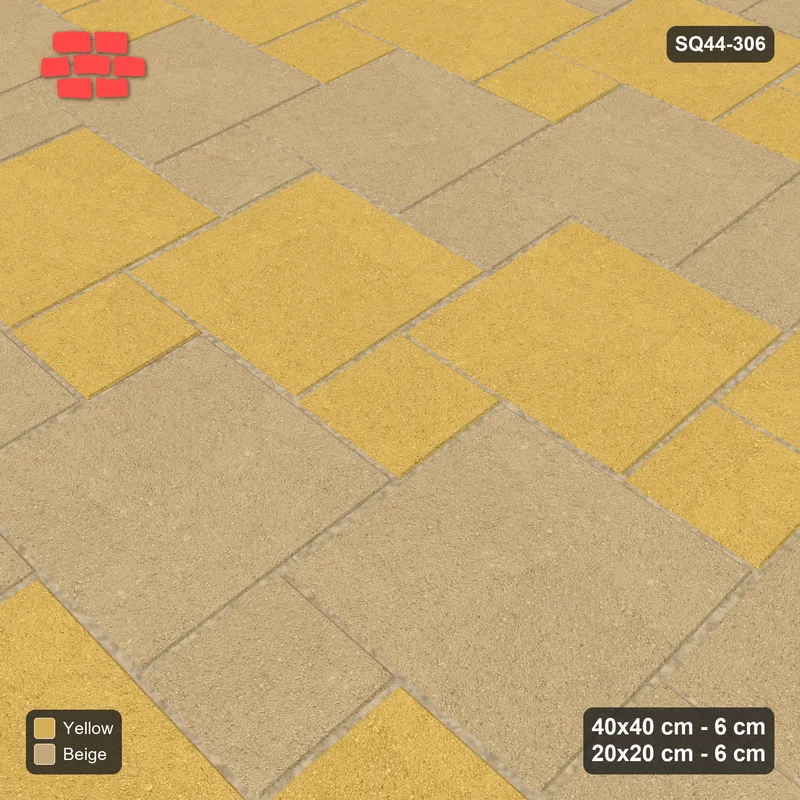 Interlock (Pasco) 40x40 cm · SQ44-306 · Offset Lattice, Row Tones, 300 cm - Desert Sun · Side view Interlock (Pasco) 40x40 cm · SQ44-306 · Offset Lattice, Row Tones, 300 cm - Desert Sun · Side view