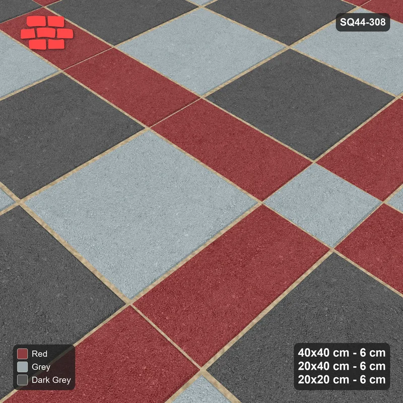 Interlock (Pasco) 40x40 cm · SQ44-308 · Slab Panels, Plank Lines, 20x20, Chequer Slabs - Urban Brick · Side view Interlock (Pasco) 40x40 cm · SQ44-308 · Slab Panels, Plank Lines, 20x20, Chequer Slabs - Urban Brick · Side view