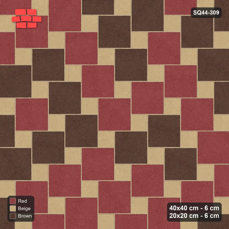 Interlock (Pasco) 40x40 cm · SQ44-309 · Offset Lattice, Tonal Blend, 280 cm - Tuscany · Top view Interlock (Pasco) 40x40 cm · SQ44-309 · Offset Lattice, Tonal Blend, 280 cm - Tuscany · Top view
