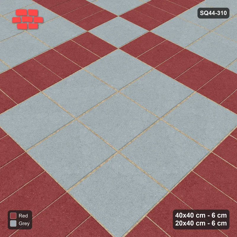 Interlock (Pasco) 40x40 cm · SQ44-310 · Slab Panels, Soldier Plank Lines, 440 cm - Brick & Ash · Side view Interlock (Pasco) 40x40 cm · SQ44-310 · Slab Panels, Soldier Plank Lines, 440 cm - Brick & Ash · Side view