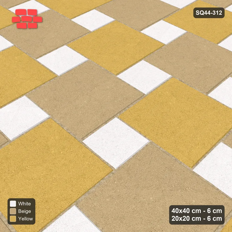 Interlock (Pasco) 40x40 cm · SQ44-312 · Offset Lattice, Two-Tone Slabs, 280 cm - Golden Sand · Side view Interlock (Pasco) 40x40 cm · SQ44-312 · Offset Lattice, Two-Tone Slabs, 280 cm - Golden Sand · Side view
