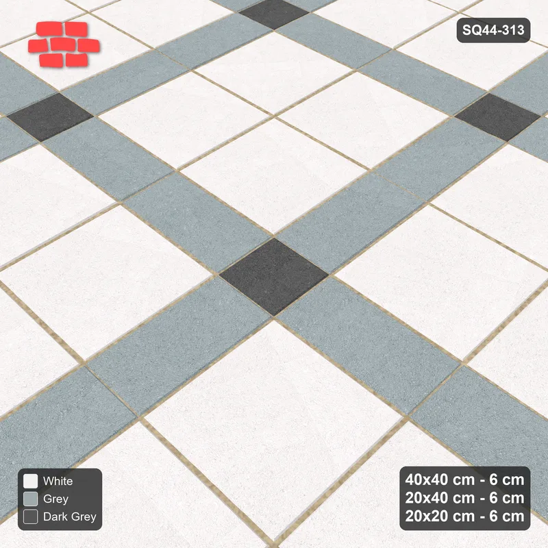 Interlock (Pasco) 40x40 cm · SQ44-313 · Slab Panels, Plank Lines, 20x20, 80 cm Panels - Monochrome · Side view Interlock (Pasco) 40x40 cm · SQ44-313 · Slab Panels, Plank Lines, 20x20, 80 cm Panels - Monochrome · Side view