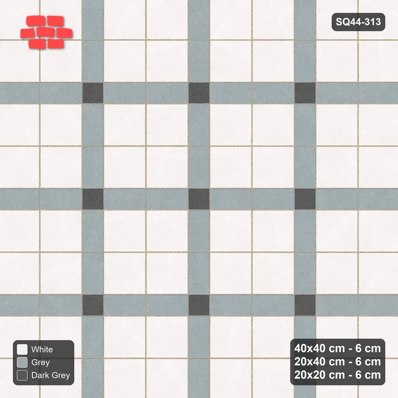 Interlock (Pasco) 40x40 cm · SQ44-313 · Slab Panels, Plank Lines, 20x20, 80 cm Panels - Monochrome · Top view Interlock (Pasco) 40x40 cm · SQ44-313 · Slab Panels, Plank Lines, 20x20, 80 cm Panels - Monochrome · Top view